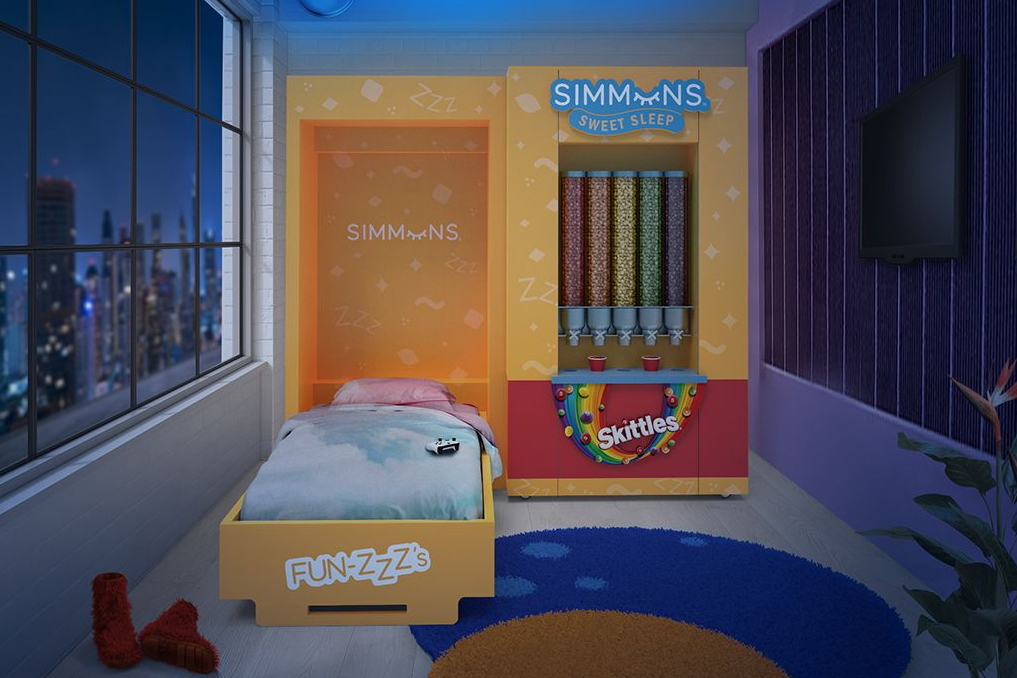 Skittles конфеты кровать изобретиения искусство новости